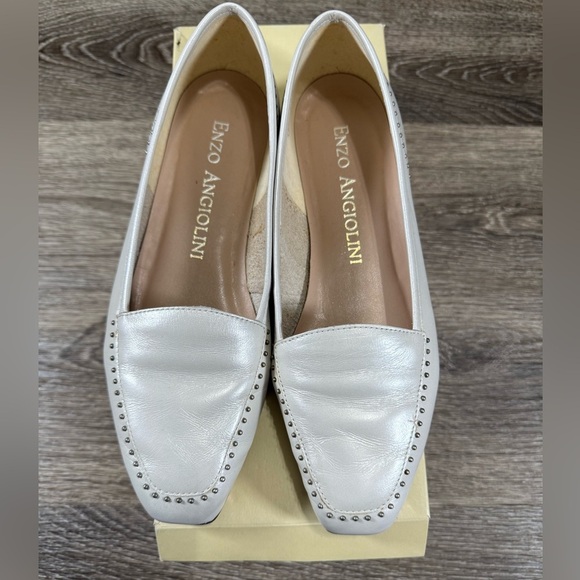 Enzo Angiolini Shoes Sz7M Leather Flat Snowlight Minimalist Quiet Luxury - Picture 1 of 8